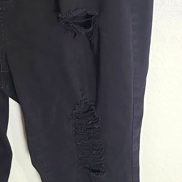 Blue Savvy Black Ripped Straight Leg Jeans, Fringe Hem, Size 20 - Picture 2 of 10